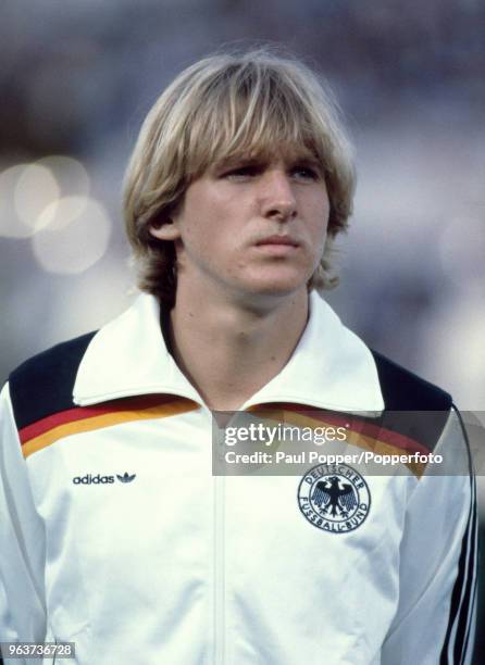 Bernd Schuster of West Germany lines up before the UEFA Euro 1980 Final between Belgium and West Germany at the Stadio Olympico on June 22, 1980 in...