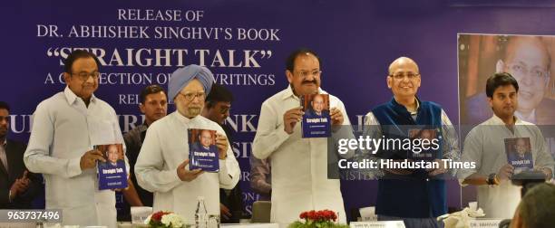 Former Finance Minister Palaniappan Chidambaram, former Prime Minister Manmohan Singh, Vice President of India M Venkaiah Naidu and Congress leaders...