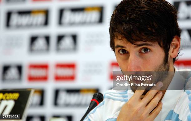 Esteban Granero of Real Madrid gives a press conference after a training session at Valdebebas on February 3, 2010 in Madrid, Spain. .