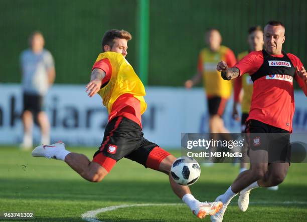 Karol Linetty during a training session of the Polish national team at Arlamow Hotel during the second phase of preparation for the 2018 FIFA World...