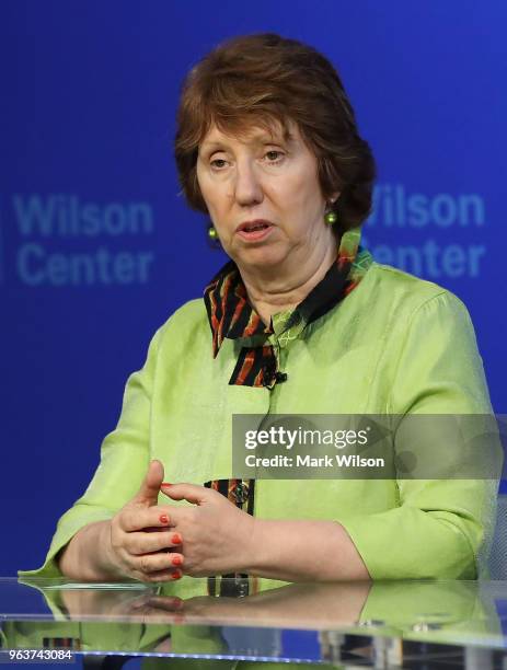 High Representative for Foreign Affairs and Security Policy, Catherine Ashton, speaks during a forum to discuss the U.S. Decision to withdraw from...