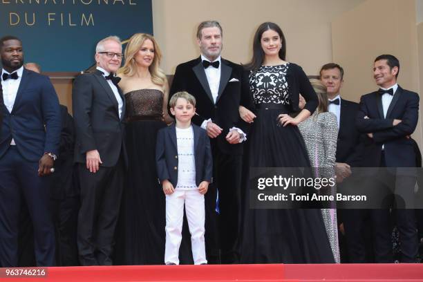 Kelly Preston, Benjamin Travolta, John Travolta and Ella Bleu Travolta attend the screening of "Solo: A Star Wars Story" during the 71st annual...