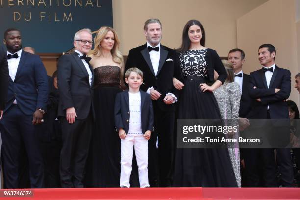 Kelly Preston, Benjamin Travolta, John Travolta and Ella Bleu Travolta attend the screening of "Solo: A Star Wars Story" during the 71st annual...