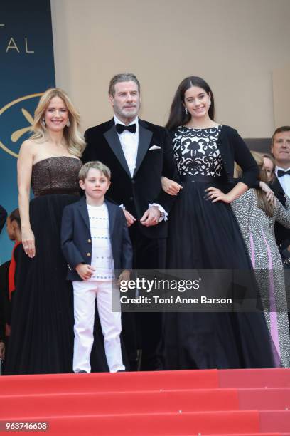 Kelly Preston, Benjamin Travolta, John Travolta and Ella Bleu Travolta attend the screening of "Solo: A Star Wars Story" during the 71st annual...