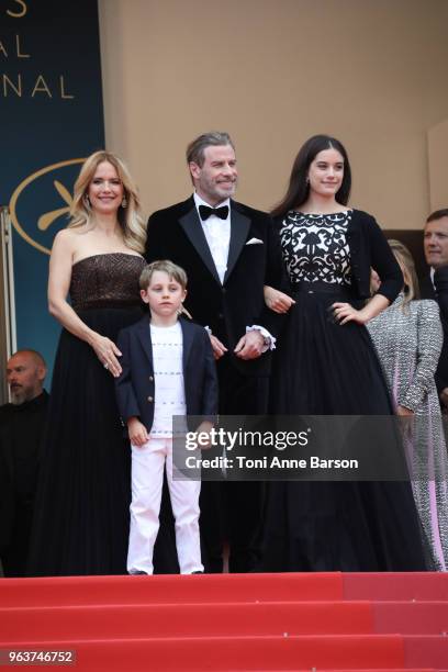 Kelly Preston, Benjamin Travolta, John Travolta and Ella Bleu Travolta attend the screening of "Solo: A Star Wars Story" during the 71st annual...