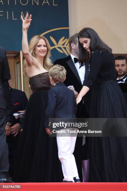 Kelly Preston, Benjamin Travolta, John Travolta and Ella Bleu Travolta attend the screening of "Solo: A Star Wars Story" during the 71st annual...