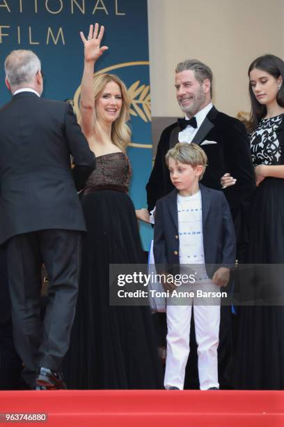 Kelly Preston, Benjamin Travolta, John Travolta and Ella Bleu Travolta attend the screening of "Solo: A Star Wars Story" during the 71st annual...