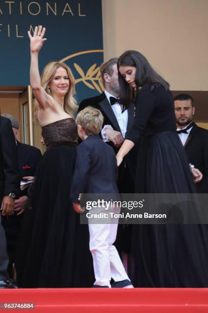 Kelly Preston, Benjamin Travolta, John Travolta and Ella Bleu Travolta attend the screening of "Solo: A Star Wars Story" during the 71st annual...