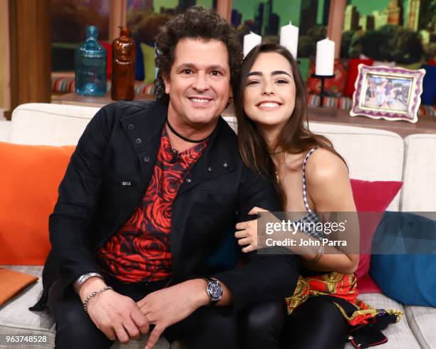 Carlos Vives and Lucia Vives visits Univision's "Despierta America" at Univision Studios on May 30, 2018 in Miami, Florida.