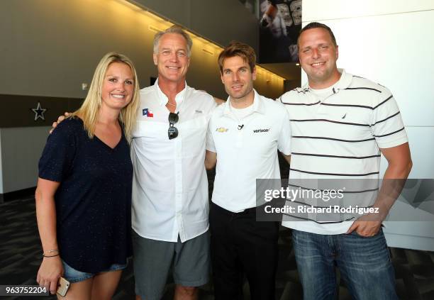 Elizabeth Power, Daryl "Moose" Johnston, Indianapolis 500 Champion Will Power and his brother-in-law Billy Cannon pose for a photo at The Ford Center...