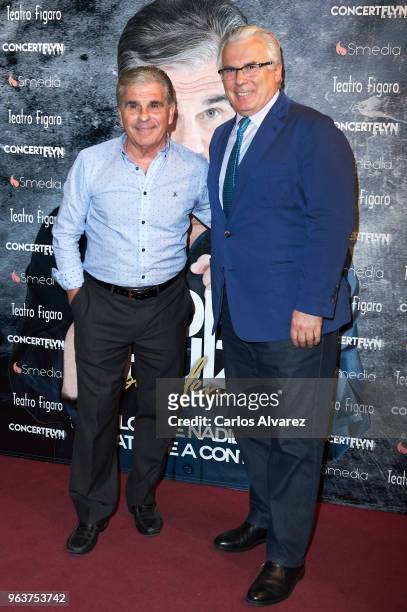 Pedro Ruiz and Baltasar Garzon attend 'Confidencial' premiere at the Figaro Theater on May 30, 2018 in Madrid, Spain.