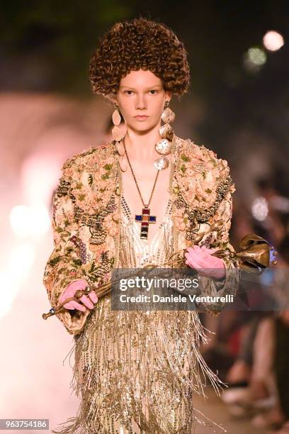 Model walks the runway at the Gucci Cruise 2019 show at Alyscamps on May 30, 2018 in Arles, France.