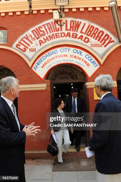 Australian Federal Court Honourable Justice Annabelle Bennett interacts with Indian judiciary representatives at Ahmedabad City Civil Court's...