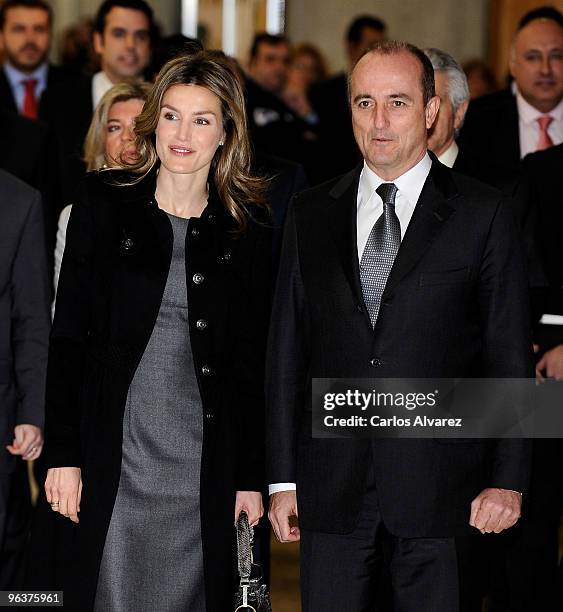 Princess Letizia of Spain and Industry Minister Miguel Sebastian attend "Principe Felipe a la Excelencia Empresarial" Awards 2010 at Department of...