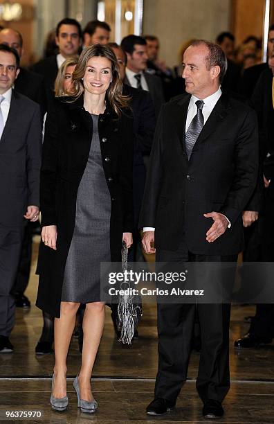 Princess Letizia of Spain and Industry Minister Miguel Sebastian attend "Principe Felipe a la Excelencia Empresarial" Awards 2010 at Department of...