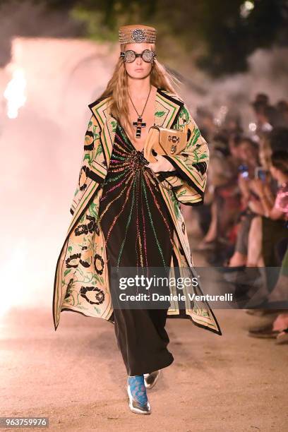 Model walks the runway at the Gucci Cruise 2019 show at Alyscamps on May 30, 2018 in Arles, France.