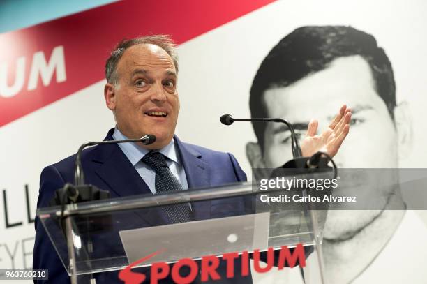 Javier Tebas attends the presentation of Iker Casillas as Sportium Ambassador for FIFA World Cup 2018 on May 30, 2018 in Madrid, Spain.