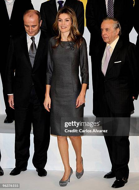 Industry Minister Miguel Sebastian , Princess Letizia of Spain and Spanish Banker Jose Angel Sanchez Asiain attend "Principe Felipe a la Excelencia...