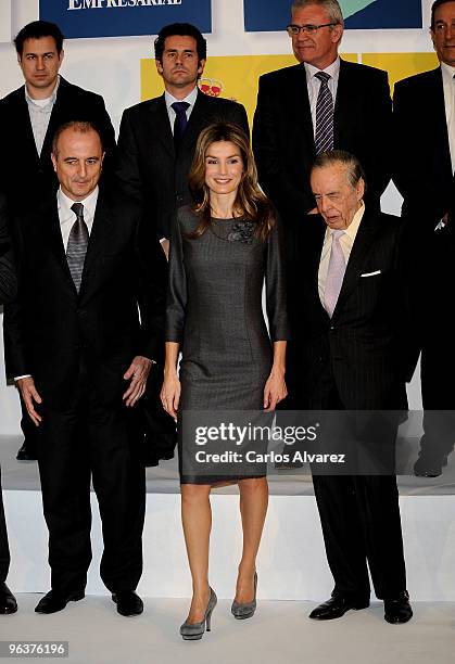 Industry Minister Miguel Sebastian , Princess Letizia of Spain and Spanish Banker Jose Angel Sanchez Asiain attend "Principe Felipe a la Excelencia...