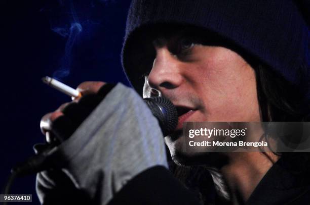 Ville Valo of Him performs at the Alcatraz club on March 06, 2008 in Milan, Italy.