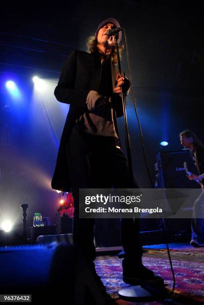 Ville Valo of Him performs at the Alcatraz club on March 06, 2008 in Milan, Italy.