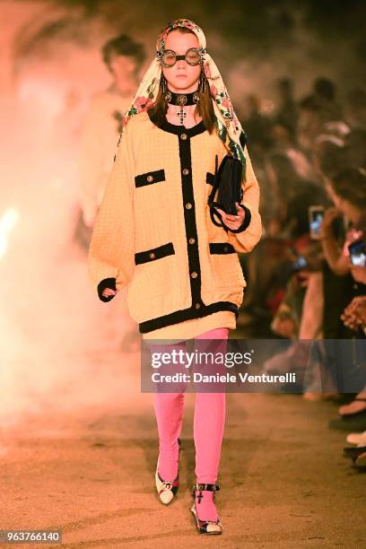 Model walks the runway at the Gucci Cruise 2019 show at Alyscamps on May 30, 2018 in Arles, France.