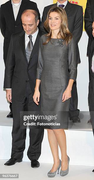 Princess Letizia of Spain and Industry Minister Miguel Sebastian attend the 'Principe Felipe a la Excelencia Empresarial' award ceremony, at the...