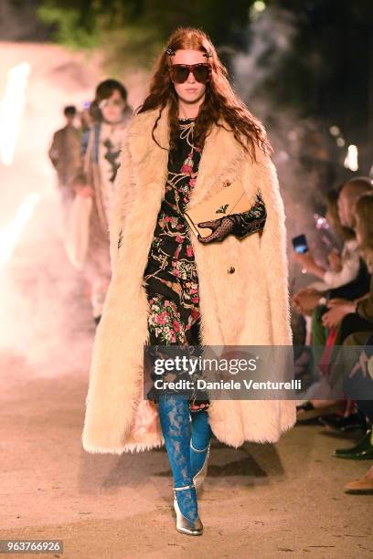 Model walks the runway at the Gucci Cruise 2019 show at Alyscamps on May 30, 2018 in Arles, France.