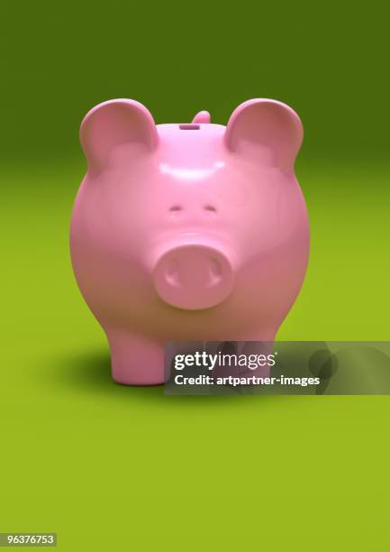 pink piggy bank - sparschwein stockfoto's en -beelden