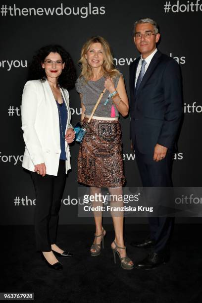 Tina Mueller, CEO Douglas, Ursula Karven and Michael Rauch, CFO Douglas during the Douglas X Peter Lindbergh campaign launch at ewerk on May 30, 2018...