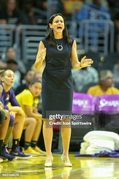 Phoenix Mercury Head Coach Sandy Brondello during a WNBA game between the Los Angeles Sparks and the Phoenix Mercury, on May 27 at Staples Center, in...