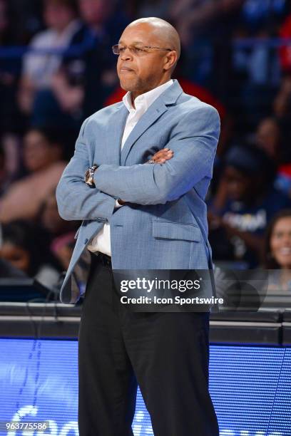 Dallas head coach Fred Williams looks on from the sideline during the WNBA game between Atlanta and Dallas on May 26, 2018 at Hank McCamish Pavilion...