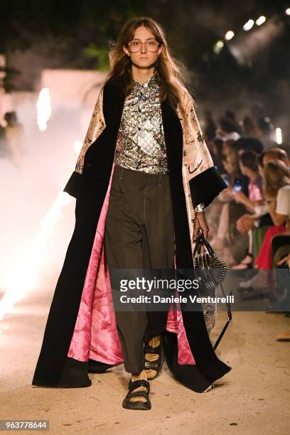 Model walks the runway at the Gucci Cruise 2019 show at Alyscamps on May 30, 2018 in Arles, France.