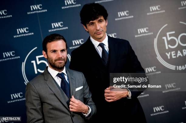 Juan Mata and Andres Velencoso attend 'IWC - Fuera de Serie' 150 Anniversary Party on May 30, 2018 in Madrid, Spain.