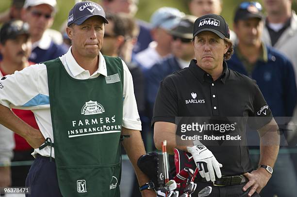 Farmers Insurance Open: Phil Mickelson with caddie Jim Mackay during Friday play at Torrey Pines GC. La Jolla, CA 1/29/2010 CREDIT: Robert Beck