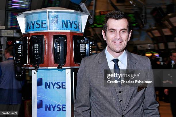 Actor Ty Burrell tours the trading floor at the New York Stock Exchange on February 3, 2010 in New York City.