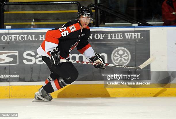 Emerson Etem of the Medicine Hat Tigers skates against the Kelowna Rockets at Prospera Place on January 30, 2010 in Kelowna, Canada.