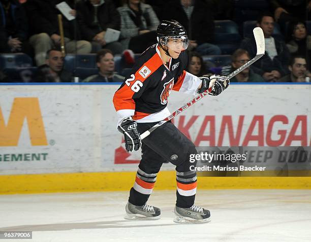 Emerson Etem of the Medicine Hat Tigers skates against the Kelowna Rockets at Prospera Place on January 30, 2010 in Kelowna, Canada.