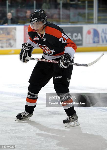 Emerson Etem of the Medicine Hat Tigers skates against the Kelowna Rockets at Prospera Place on January 30, 2010 in Kelowna, Canada.