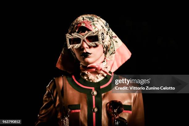 Model walks the runway at the Gucci Cruise 2019 show at Alyscamps on May 30, 2018 in Arles, France.