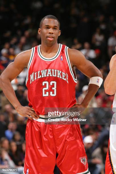 Jodie Meeks of the Milwaukee Bucks looks on during the game against the Golden State Warriors at Oracle Arena on January 15, 2010 in Oakland,...