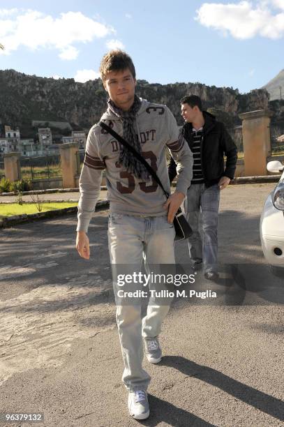 New Palermo signing Ondrej Celustka arrives at Tenente Carmelo Onorato Sports Center on February 3, 2010 in Palermo, Italy.