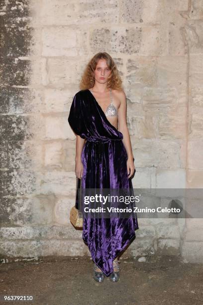 Petra Collins attends the Gucci Cruise 2019 show at Alyscamps on May 30, 2018 in Arles, France.