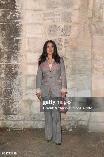 Salma Hayek Pinault attends the Gucci Cruise 2019 show at Alyscamps on May 30, 2018 in Arles, France.