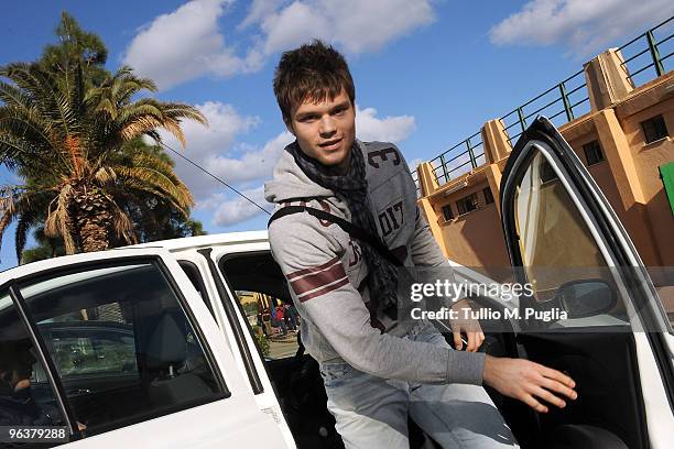 New Palermo signing Ondrej Celustka arrives at Tenente Carmelo Onorato Sports Center on February 3, 2010 in Palermo, Italy.