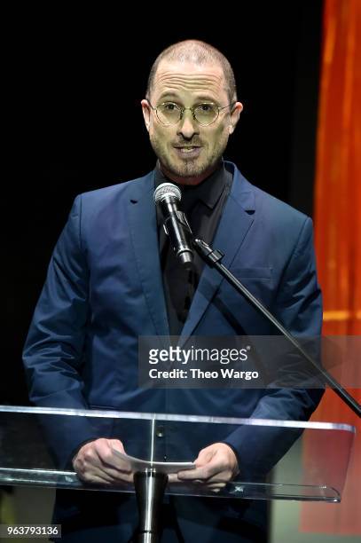 Honoree and filmmaker Darren Aronofsky speaks onstage during the BAM Gala 2018 honoring Darren Aronofsky, Jeremy Irons, and Nora Ann Wallace at...