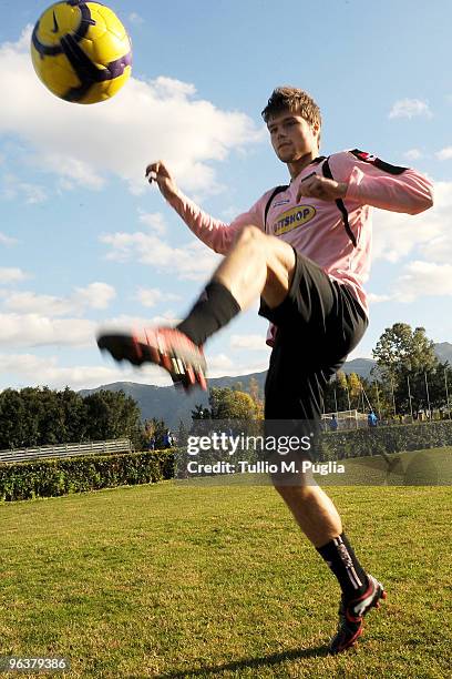 New Palermo signing Odrej Celustka in action during a training session at Tenente Carmelo Onorato Sports Center on February 3, 2010 in Palermo, Italy.