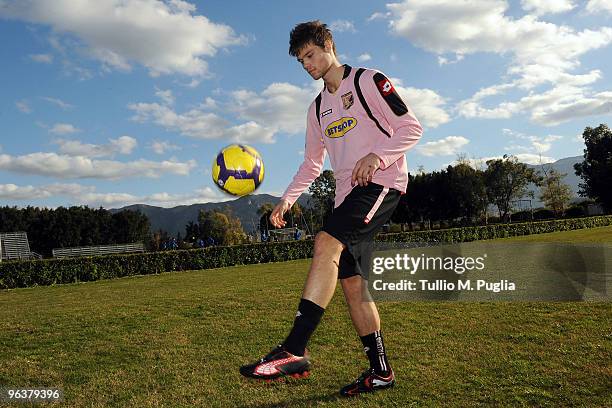 New Palermo signing Odrej Celustka in action during a training session at Tenente Carmelo Onorato Sports Center on February 3, 2010 in Palermo, Italy.