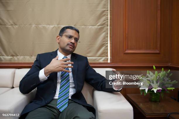 Rajesh Gopinathan, chief executive officer of Tata Consultancy Services Ltd., speaks during an interview in Mumbai, India, on Monday, May 21, 2018....