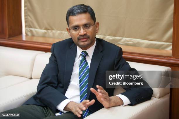 Rajesh Gopinathan, chief executive officer of Tata Consultancy Services Ltd., speaks during an interview in Mumbai, India, on Monday, May 21, 2018....